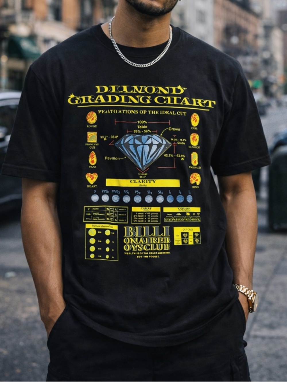 Billionaire Boys Club BBC Diamond Grading Chart T Shirt Black Small‎